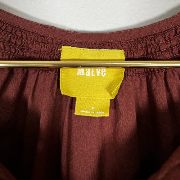 Anthropologie Maeve Brown Embroidered Mini Dress size 4 - Picture 5 of 7